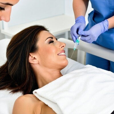 medical personnel administering an IV to a patient in a medspa medical personnel administering an IV to a patient in a medspa