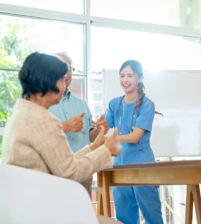 Clinician with a patient at a community health center