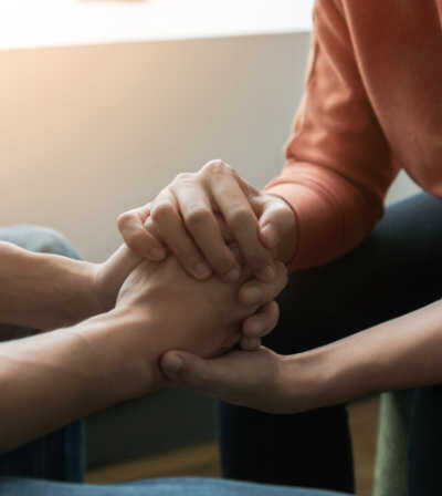Crisis counselor supporting a patient at a stabilization center