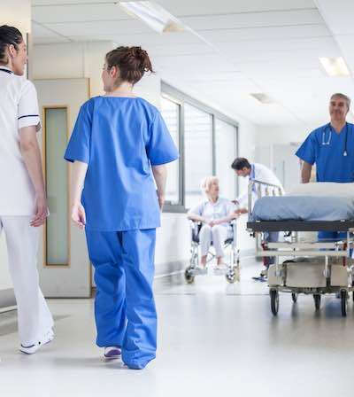 Clinical staff working on a hospital ward