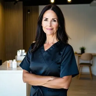 The medical director of a medspa stands proudly in her medical spa