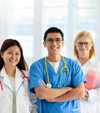 Medical staffing agency professionals in a clinical setting