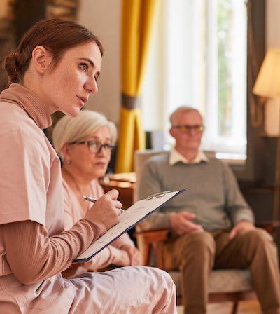 Clinician with a patient at a mental health facility