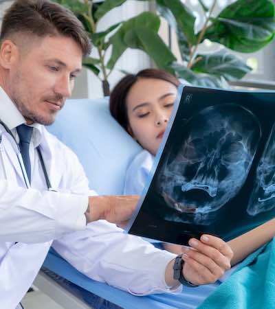 Clinician treating a patient at an outpatient care facility